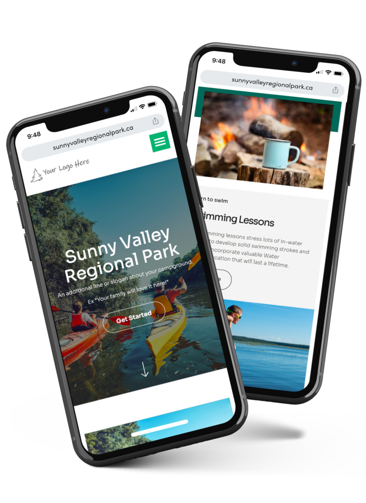 let's camp campground website templates mockup